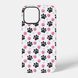Schwarzer rosa Pfotenabdruck Hundebesitzer Welpenl iPhone 12 Hülle