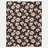 Schwarzer Rosa Rosa Rose Gold Floral Fleecedecke (Vorderseite)