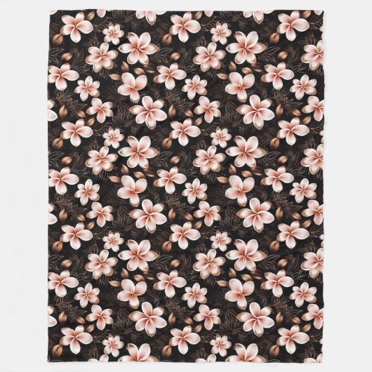 Schwarzer Rosa Rosa Rose Gold Floral Fleecedecke (Vorderseite)