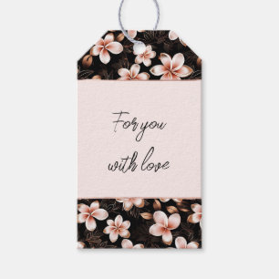 Schwarzer Rosa Rosa Rose Gold Floral Geschenkanhänger