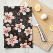 Schwarzer Rosa Rosa Rose Gold Floral Geschirrtuch (Viertel Falte)