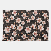 Schwarzer Rosa Rosa Rose Gold Floral Geschirrtuch (Horizontal)