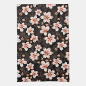 Schwarzer Rosa Rosa Rose Gold Floral Geschirrtuch (Vertikal)