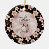 Schwarzer Rosa Rosa Rose Gold Floral Keramik Ornament (Vorne)