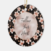 Schwarzer Rosa Rosa Rose Gold Floral Keramik Ornament (Links)