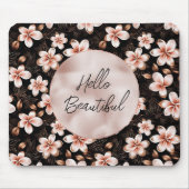 Schwarzer Rosa Rosa Rose Gold Floral Mousepad (Vorne)