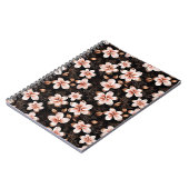 Schwarzer Rosa Rosa Rose Gold Floral Notizblock (Linke Seite)