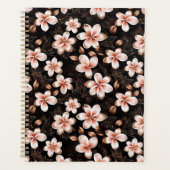 Schwarzer Rosa Rosa Rose Gold Floral Planer (Vorderseite)