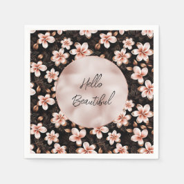 Schwarzer Rosa Rosa Rose Gold Floral Serviette