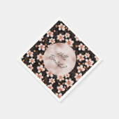 Schwarzer Rosa Rosa Rose Gold Floral Serviette (Ecke)