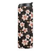 Schwarzer Rosa Rosa Rose Gold Floral Thermosbecher (Nach links gedreht)