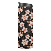 Schwarzer Rosa Rosa Rose Gold Floral Thermosbecher (Nach rechts gedreht)