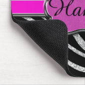 Schwarzer rosa silberner GlitzerZebra Mousepad (Ecke)