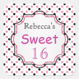 Schwarzer, rosa, weißer Aufkleber Tupfen Bonbon-1