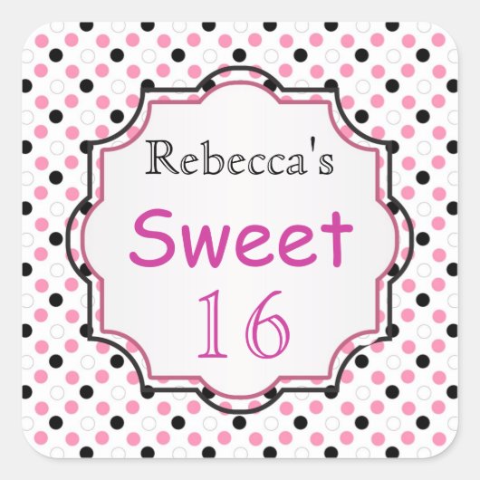 Schwarzer, rosa, weißer Aufkleber Tupfen Bonbon-16 (Vorderseite)