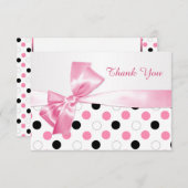 Schwarzer, rosa, weißer Tupfen Schläger Mitzvah Dankeskarte (Vorne/Hinten)