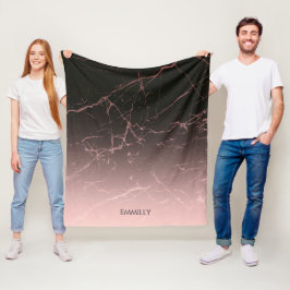 Schwarzer Rosen-Marmor Fleecedecke