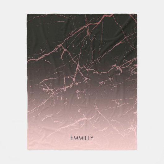 Schwarzer Rosen-Marmor Fleecedecke (Vorderseite)