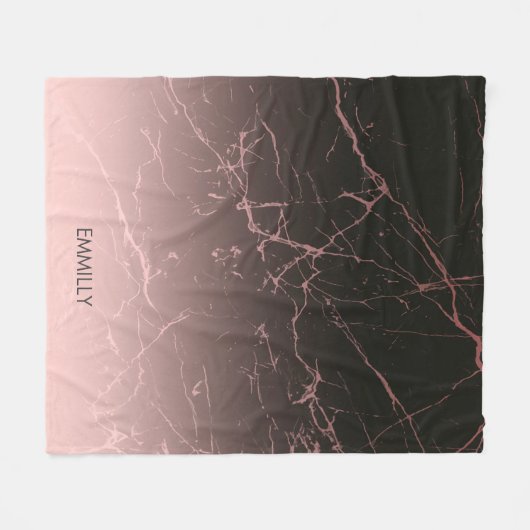 Schwarzer Rosen-Marmor Fleecedecke (Vorderseite (Horizontal))