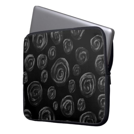 Schwarzer Rosen-Muster-Entwurf Laptopschutzhülle (Vorderseite Links)