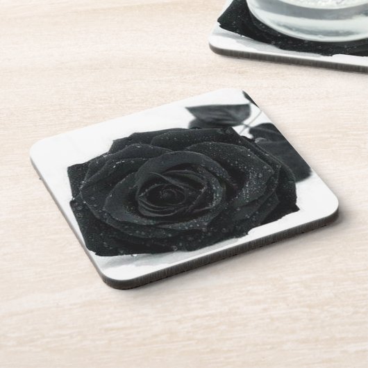 Schwarzer Rosen-Untersetzer Getränkeuntersetzer (Linke Seite)