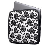 Schwarzer Rosenaufdruck Laptopschutzhülle (Vorderseite Links)