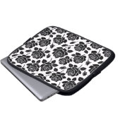 Schwarzer Rosenaufdruck Laptopschutzhülle (Vorne Knopf)