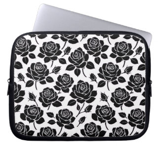 Schwarzer Rosenaufdruck Laptopschutzhülle