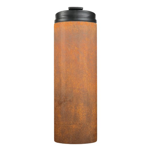 Schwarzer Rost, Metallstruktur nah-up. Thermosbecher (Vorderseite)