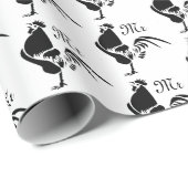 Schwarzer Roster krönen den guten Morgen Alarm Geschenkpapier (Rolleneckpunkt)