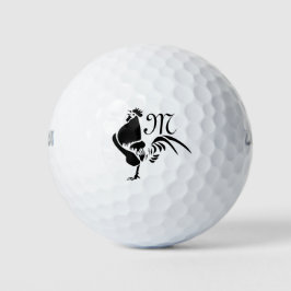 Schwarzer Roster krönen den guten Morgen Alarm Golfball