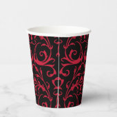 Schwarzer RotDamast Muster Papier Cup Pappbecher (Rechts)