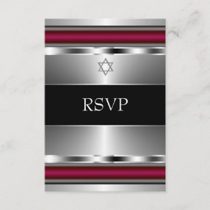Schwarzer roter Davidsstern Bar Mitzvah UAWG RSVP Karte