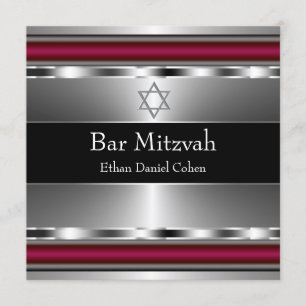 Schwarzer roter Davidstern Bar Mitzwa Einladung