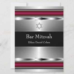 Schwarzer roter Davidstern Bar Mitzwa Einladung