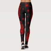 Schwarzer Roter Drache Chinesischer Montag Neujahr Leggings (Rückseite)