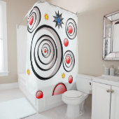 schwarzer, roter, farbiger weißer Duschvorhang (Beispiel)