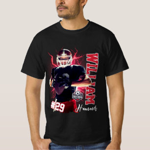 Schwarzer roter Fußballspieler Benutzerdefinierter T-Shirt