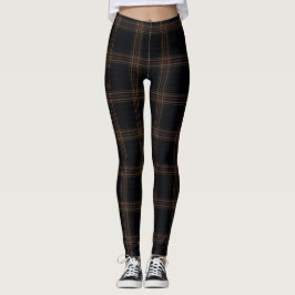 Schwarzer roter gelber großer Tartan kariert Leggings