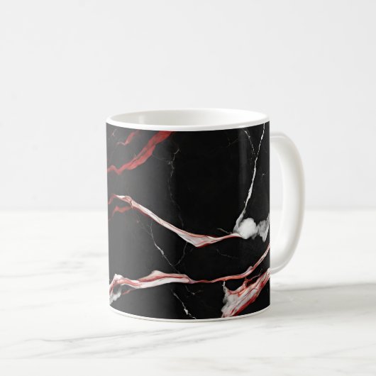 Schwarzer Roter Marmor Kaffeetasse (VorderseiteRechts)