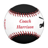 Schwarzer roter Meister-Trainer personalisiert Baseball (Vorderseite)