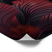 Schwarzer roter Mottenaufdruck dunkle Botanik, Dun Poster (Ecke)