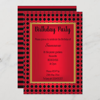 SCHWARZER ROTER PATTER HEXAGON STRIPE-JEDEN ANLASS EINLADUNG