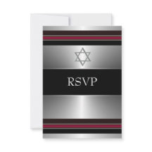 Schwarzer Roter Silberner Davidstern Bar Mitzvah R