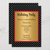 SCHWARZER ROTER SPOTPATTERN GOLD JEDEN ANLASS EINLADUNG (Vorne/Hinten)