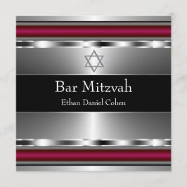 Schwarzer Roter Star von David Bar Mitzvah Einladung