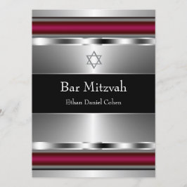 Schwarzer Roter Star von David Bar Mitzvah Einladung
