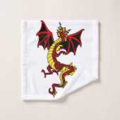 Schwarzer, Roter und Golddrache Badhandtuch Set (Waschlappen)