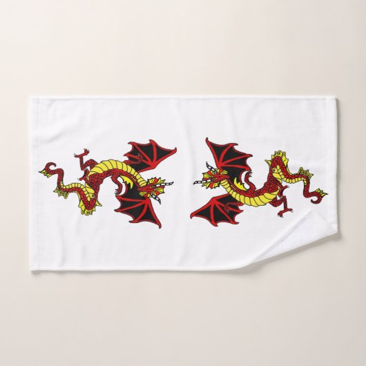 Schwarzer, Roter und Golddrache Badhandtuch Set (Handtuch)