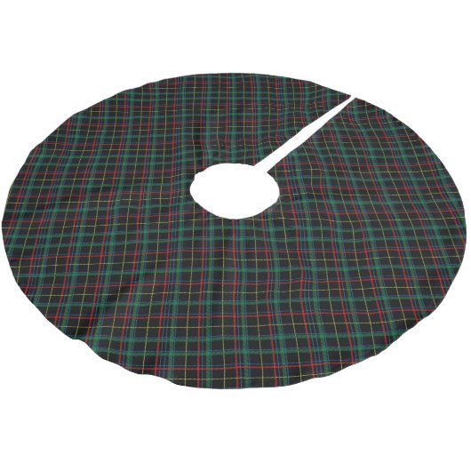 Schwarzer, Roter und Grüner Tartan Polyester Weihnachtsbaumdecke (Schrägansicht)